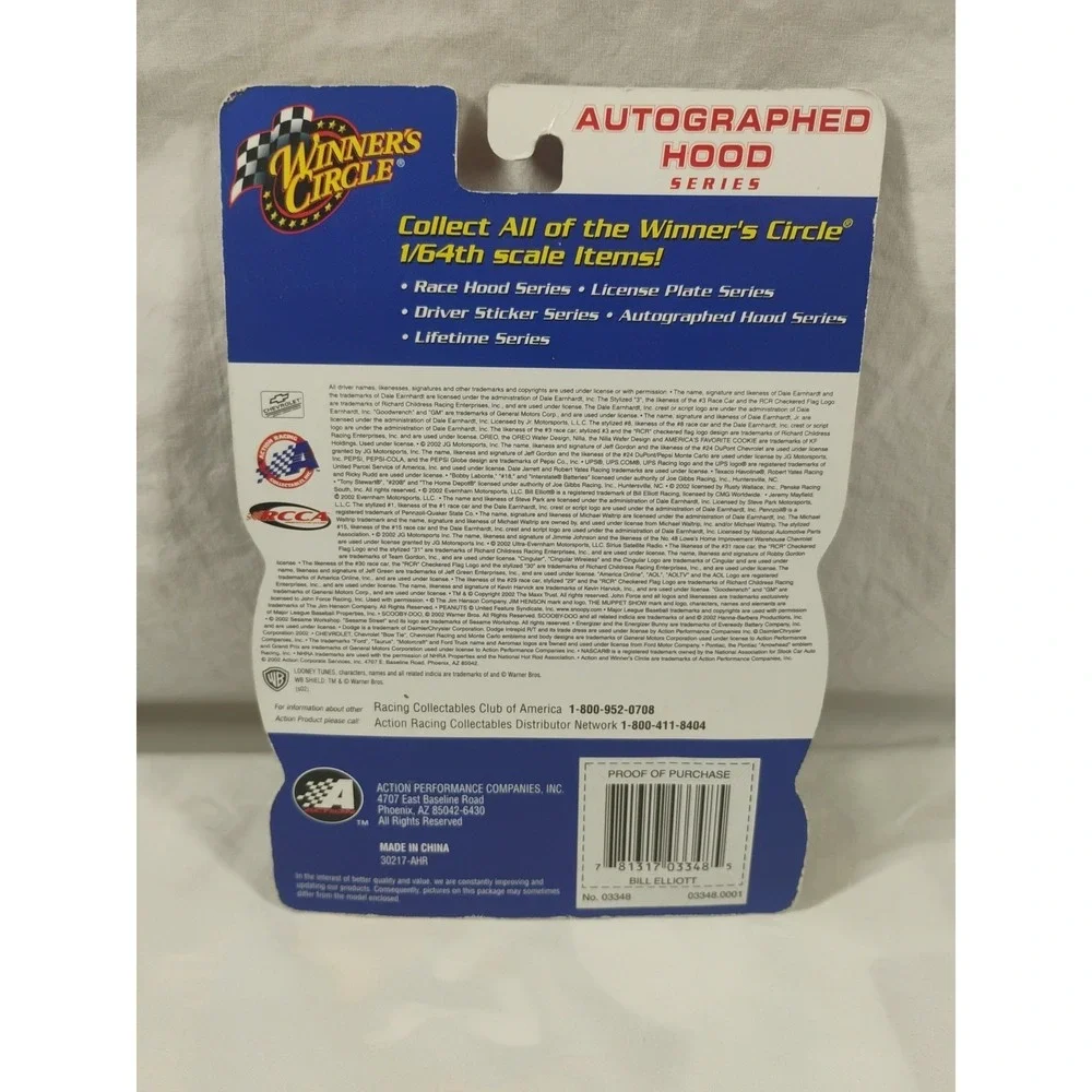 Bill Elliot #9 Dodge Winners Circle Muppets 1:64‎ Autographed Hood Unopened 2002